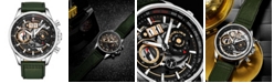 Stuhrling Men's Quartz Green Genuine Leather Strap Watch 45mm